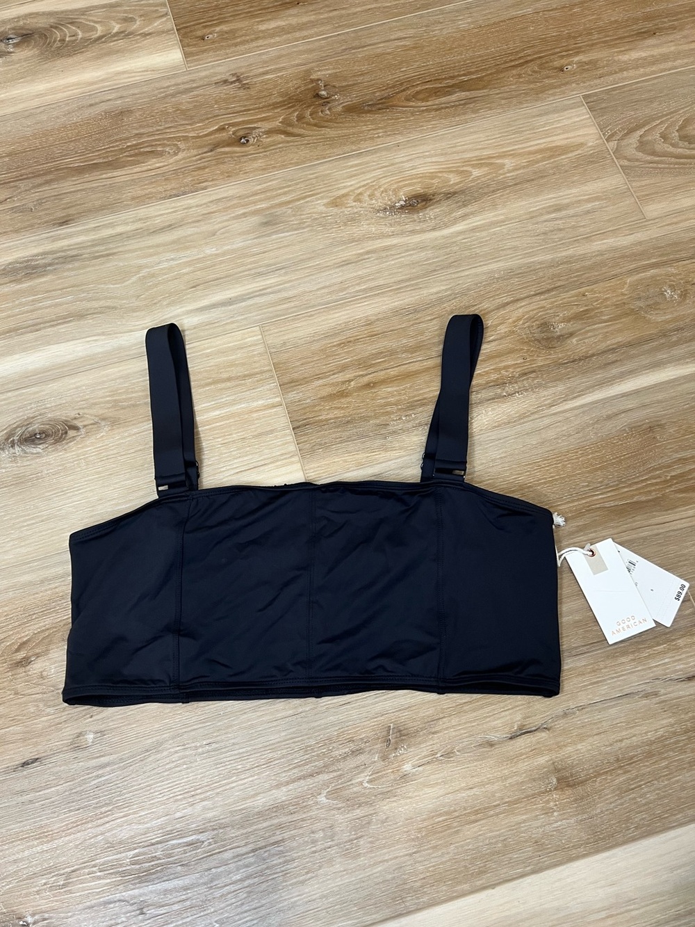Good American Black Bandeau Swim Top